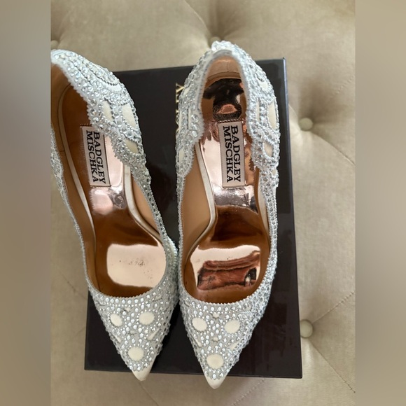 Badgley Mischka Silver Embellished Heels - Picture 8 of 9